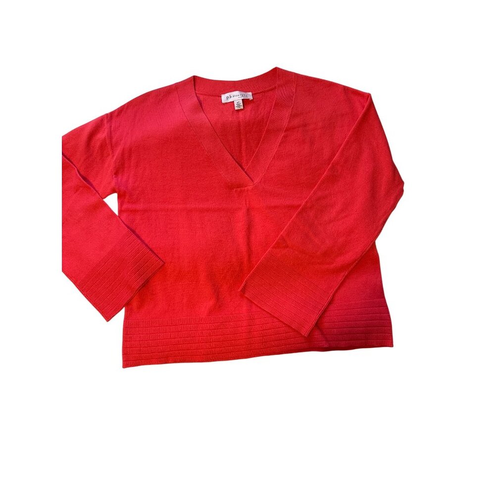Philosophy Republic Clothing Red V-Neck Sweater S/P Lightweight Knit Womens Top - Picture 2 of 4